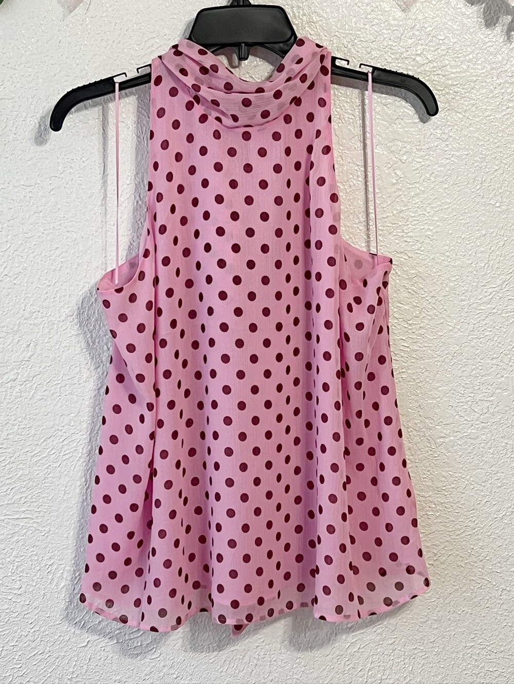 NWT Rachel Zoe Pink Polka Dot Sheer Tie Back Blouse Top